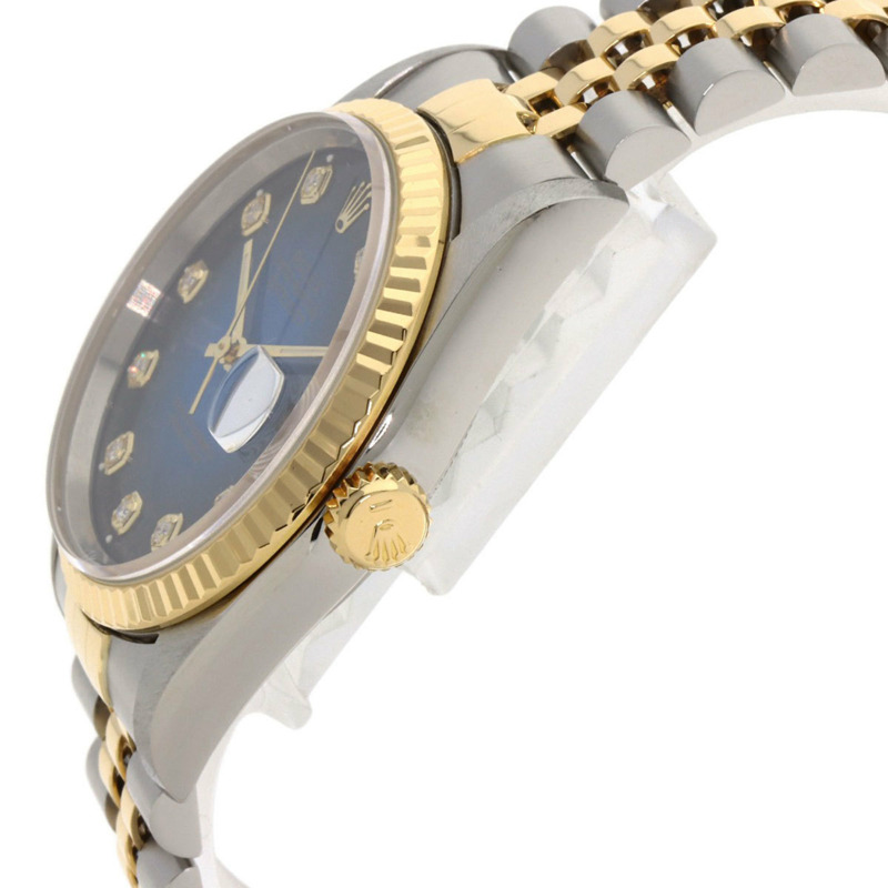 勞力士 16233G Datejust 10P 鑲鑽藍色漸變不鏽鋼腕錶，SSx18KYG，18KYG，男士-4