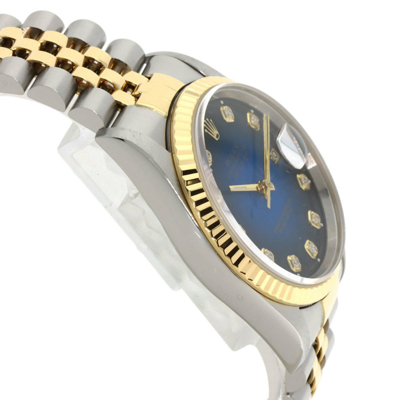 勞力士 16233G Datejust 10P 鑲鑽藍色漸變不鏽鋼腕錶，SSx18KYG，18KYG，男士-5