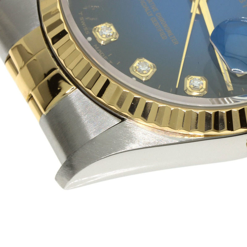 勞力士 16233G Datejust 10P 鑲鑽藍色漸變不鏽鋼腕錶，SSx18KYG，18KYG，男士-16