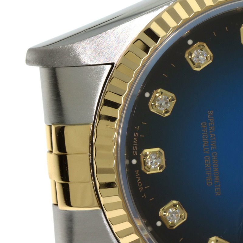 勞力士 16233G Datejust 10P 鑲鑽藍色漸變不鏽鋼腕錶，SSx18KYG，18KYG，男士-17