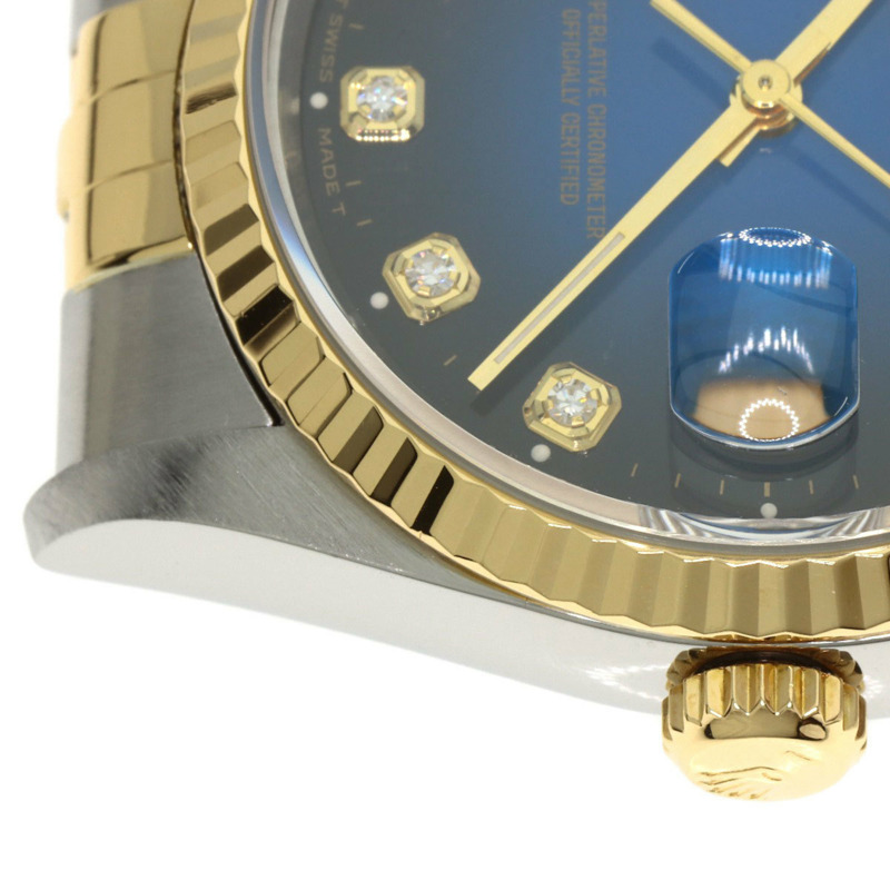 勞力士 16233G Datejust 10P 鑲鑽藍色漸變不鏽鋼腕錶，SSx18KYG，18KYG，男士-23