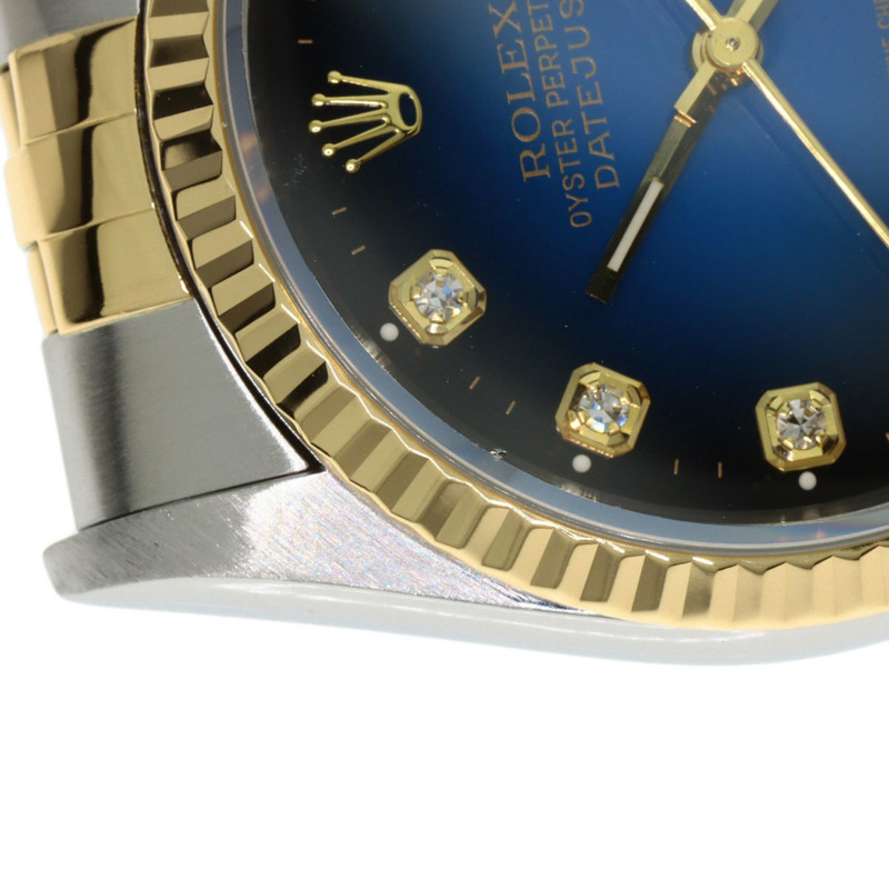 勞力士 16233G Datejust 10P 鑲鑽藍色漸變不鏽鋼腕錶，SSx18KYG，18KYG，男士-24