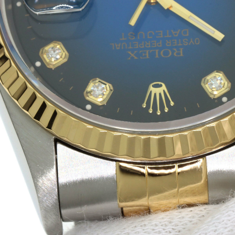 勞力士 16233G Datejust 10P 鑲鑽藍色漸變不鏽鋼腕錶，SSx18KYG，18KYG，男士-25