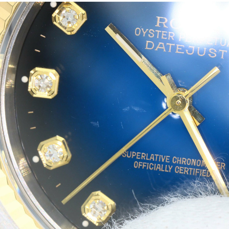 勞力士 16233G Datejust 10P 鑲鑽藍色漸變不鏽鋼腕錶，SSx18KYG，18KYG，男士-26