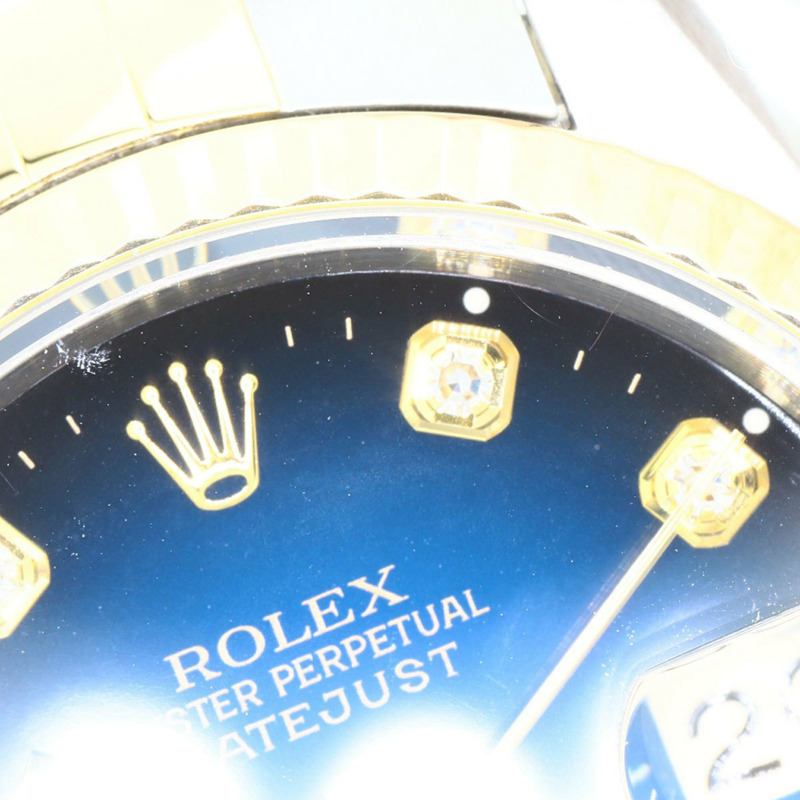 勞力士 16233G Datejust 10P 鑲鑽藍色漸變不鏽鋼腕錶，SSx18KYG，18KYG，男士-27