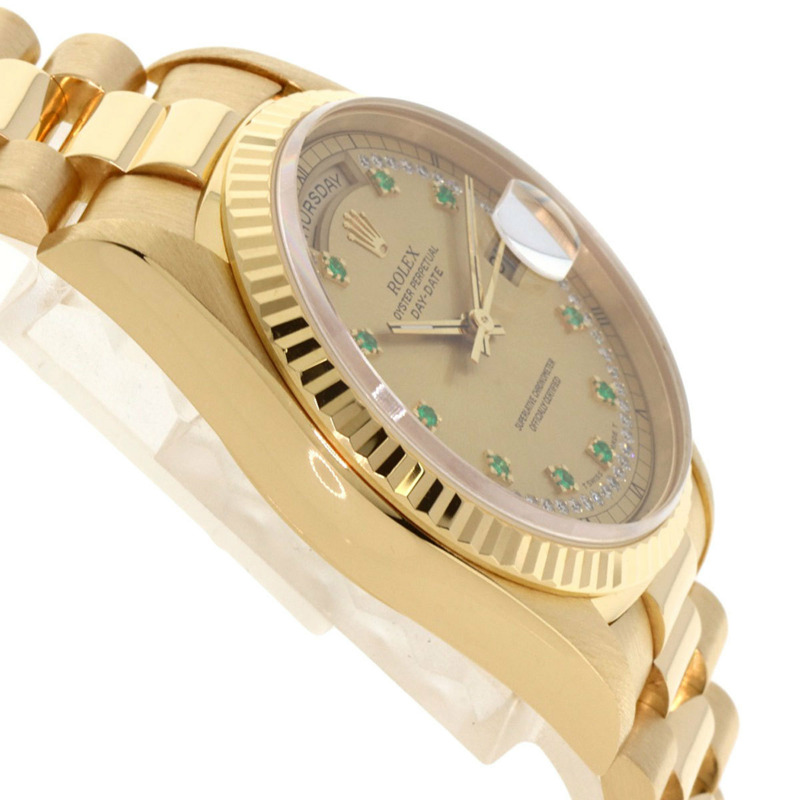 勞力士 18238LE 星期日曆型祖母綠鑲鑽腕錶，18K黃金（18KYG）男士款-5