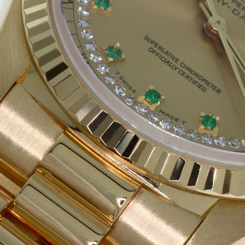 勞力士 18238LE 星期日曆型祖母綠鑲鑽腕錶，18K黃金（18KYG）男士款-21