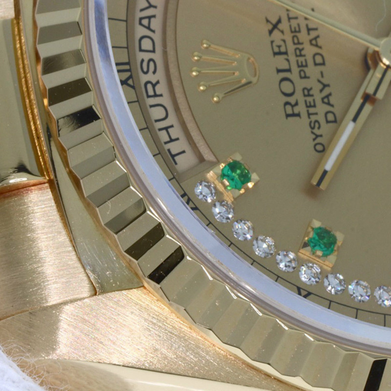勞力士 18238LE 星期日曆型祖母綠鑲鑽腕錶，18K黃金（18KYG）男士款-24