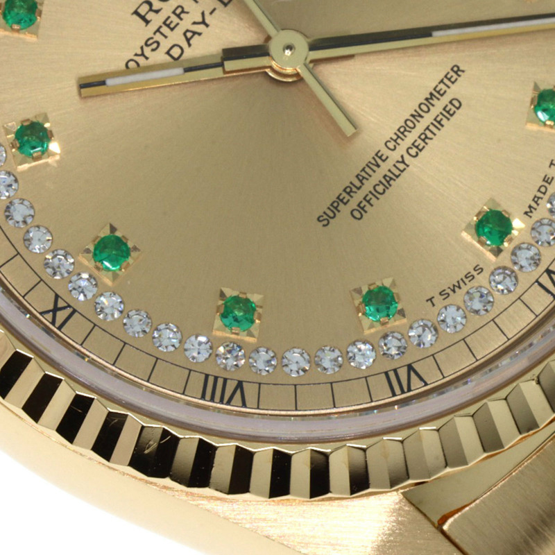 勞力士 18238LE 星期日曆型祖母綠鑲鑽腕錶，18K黃金（18KYG）男士款-26