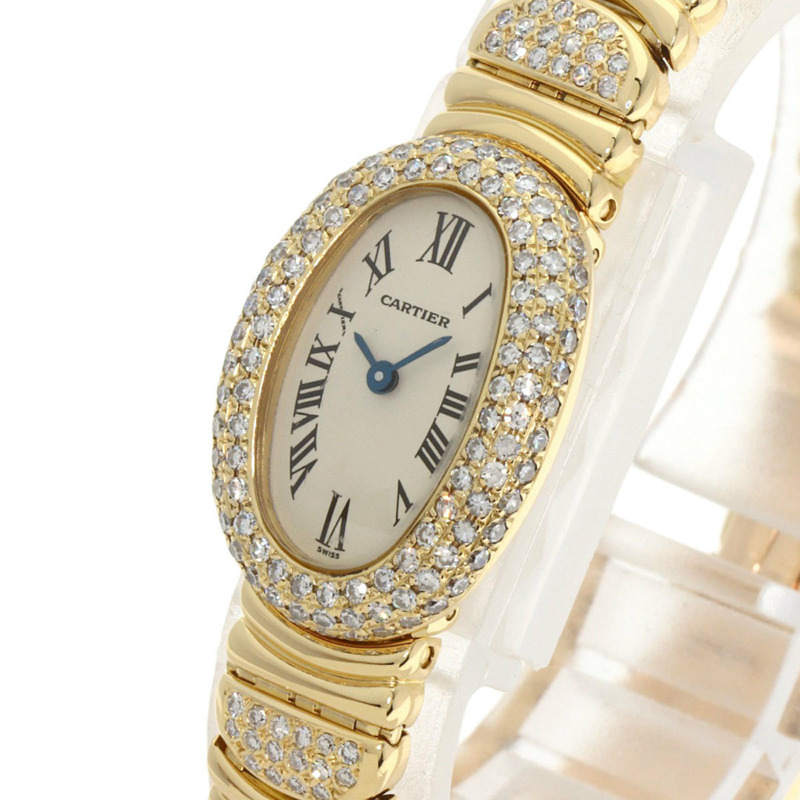 卡地亞 W1510956 迷你 Baignoire 鑲鑽腕錶，18K 黃金材質，女款-2