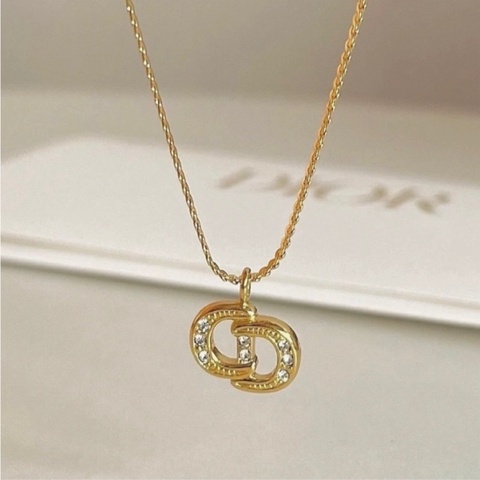 Christian Dior 經典CD標誌水鑽項鍊  極美✨