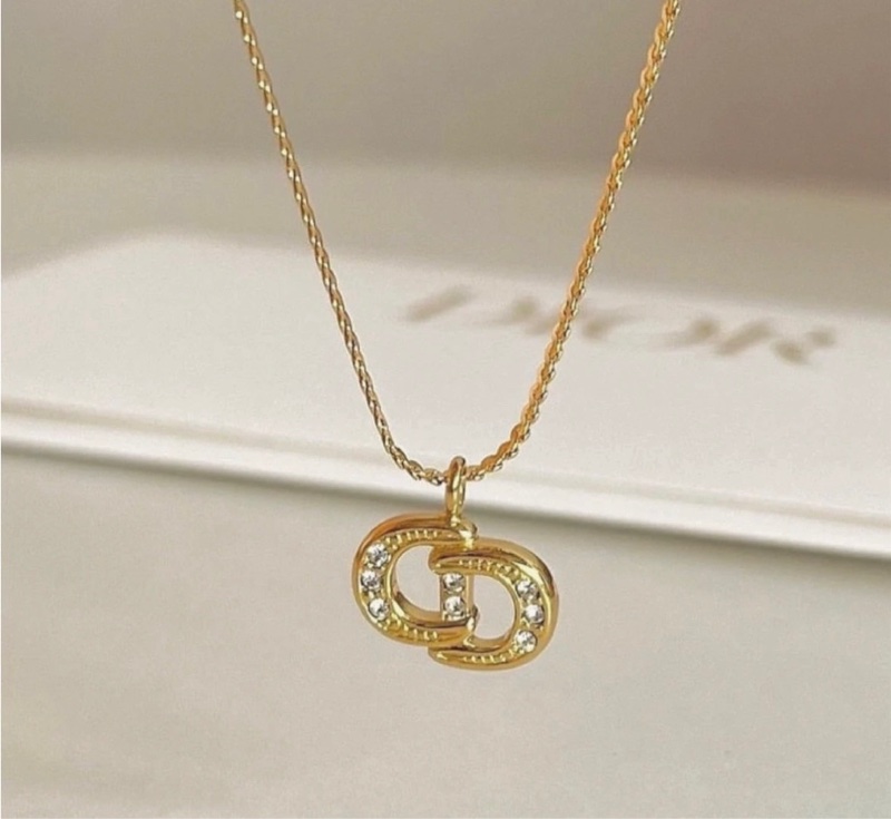 Christian Dior 經典CD標誌水鑽項鍊  極美✨-0