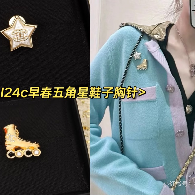 CHANEL 直排輪胸針Brooch 24C 俏皮童趣🎠金色珍珠水鑽💓細節滿滿-13