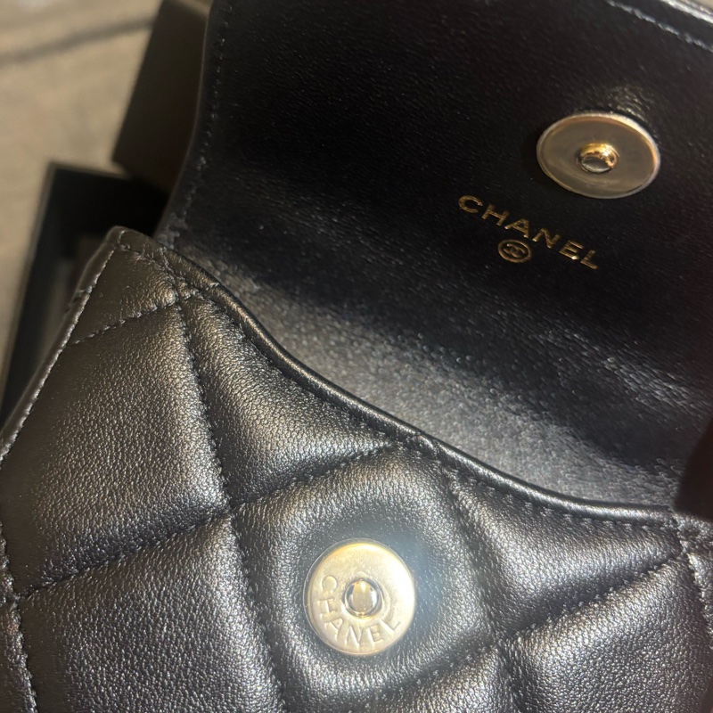 Chanel 珍珠皮穿鏈手柄斜背零錢包-3