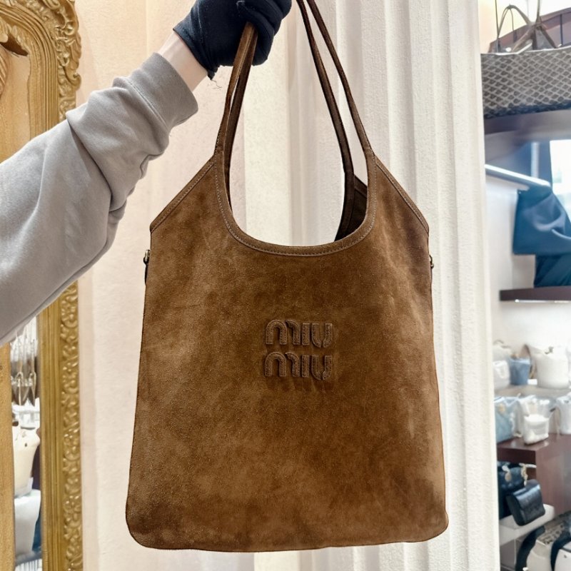 🎊佳節特賣🎁Miu Miu 5BG231 麂皮 Ivy 托特包 橄欖綠色-1