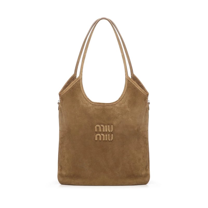 🎊佳節特賣🎁Miu Miu 5BG231 麂皮 Ivy 托特包 橄欖綠色-4