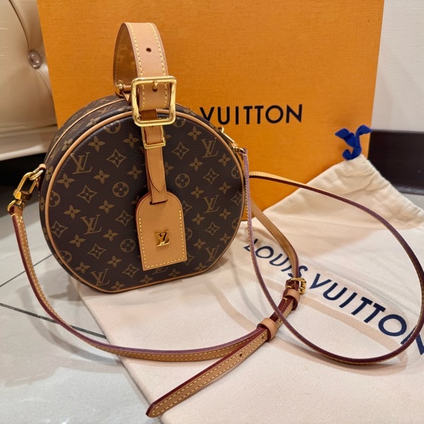 (9.9成新)LOUIS VUITTON Petite BofteChapeau 硬殼帽子盒圓餅包 M43514肩背手提包-10