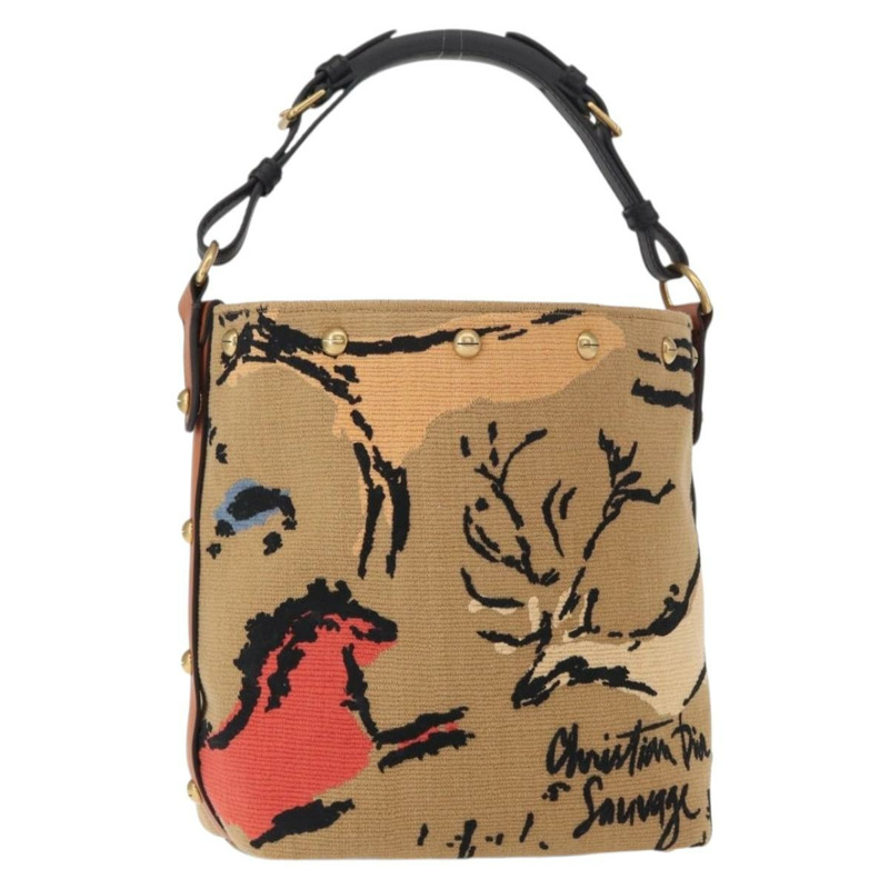 【日本直送】Christian Dior帆布肩背包，金色棕色，正品ka149M-0