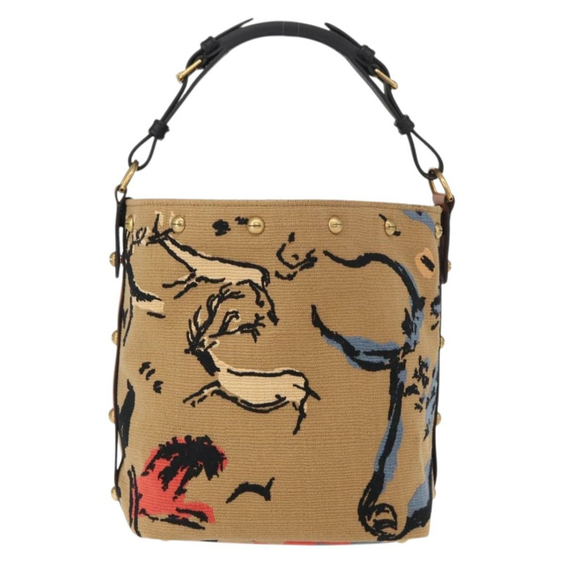 【日本直送】Christian Dior帆布肩背包，金色棕色，正品ka149M-1