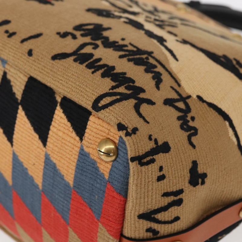 【日本直送】Christian Dior帆布肩背包，金色棕色，正品ka149M-13