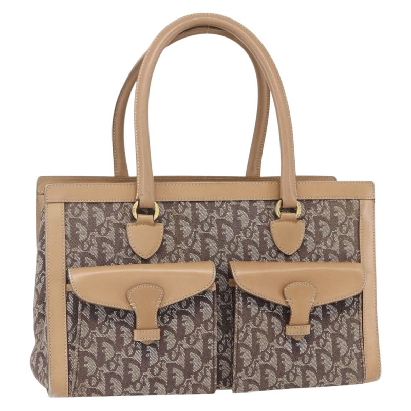 【日本直送】Christian Dior Trotter帆布手提包 棕色金色 正品 153990-0