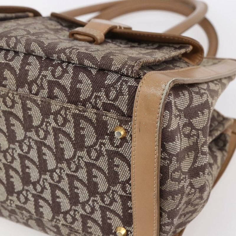 【日本直送】Christian Dior Trotter帆布手提包 棕色金色 正品 153990-8