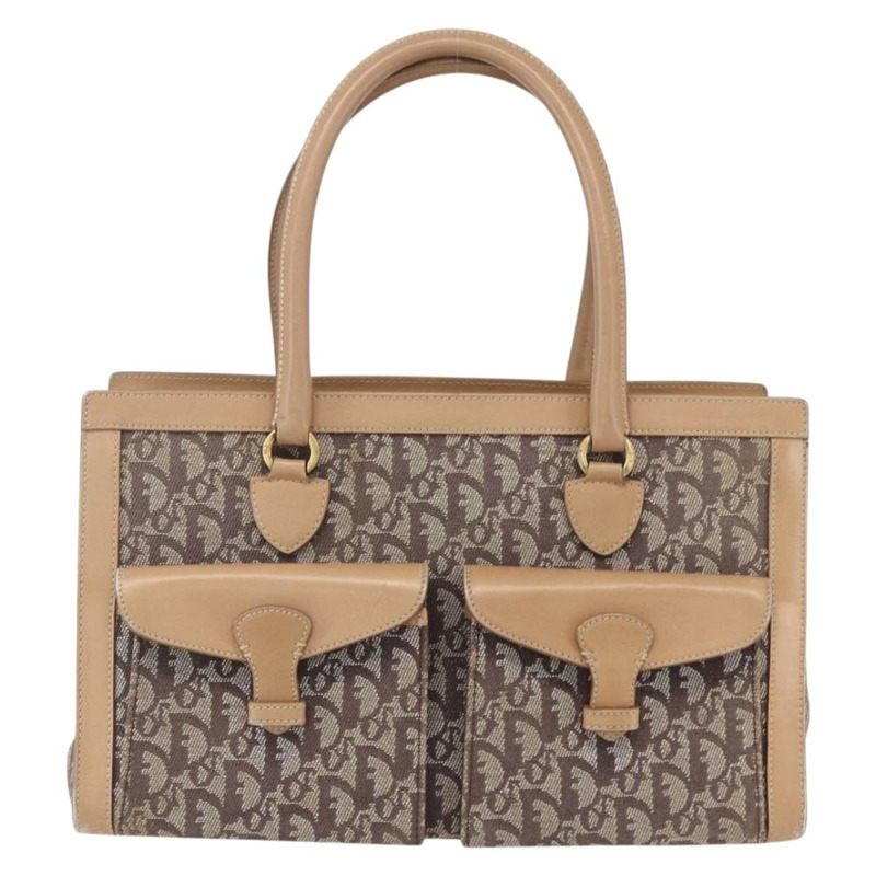 【日本直送】Christian Dior Trotter帆布手提包 棕色金色 正品 153990-12