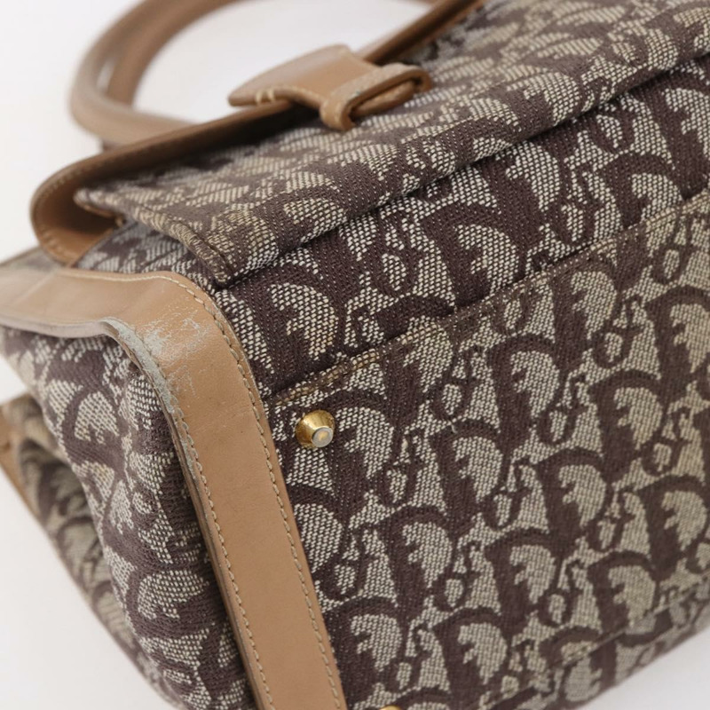 【日本直送】Christian Dior Trotter帆布手提包 棕色金色 正品 153990-13