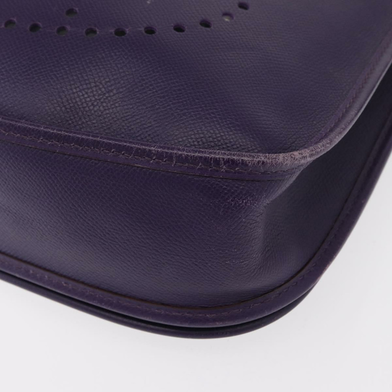 【日本直送】愛馬仕 Evelyn 3 肩背包 皮革 紫色 銀色 正品 ka146-13