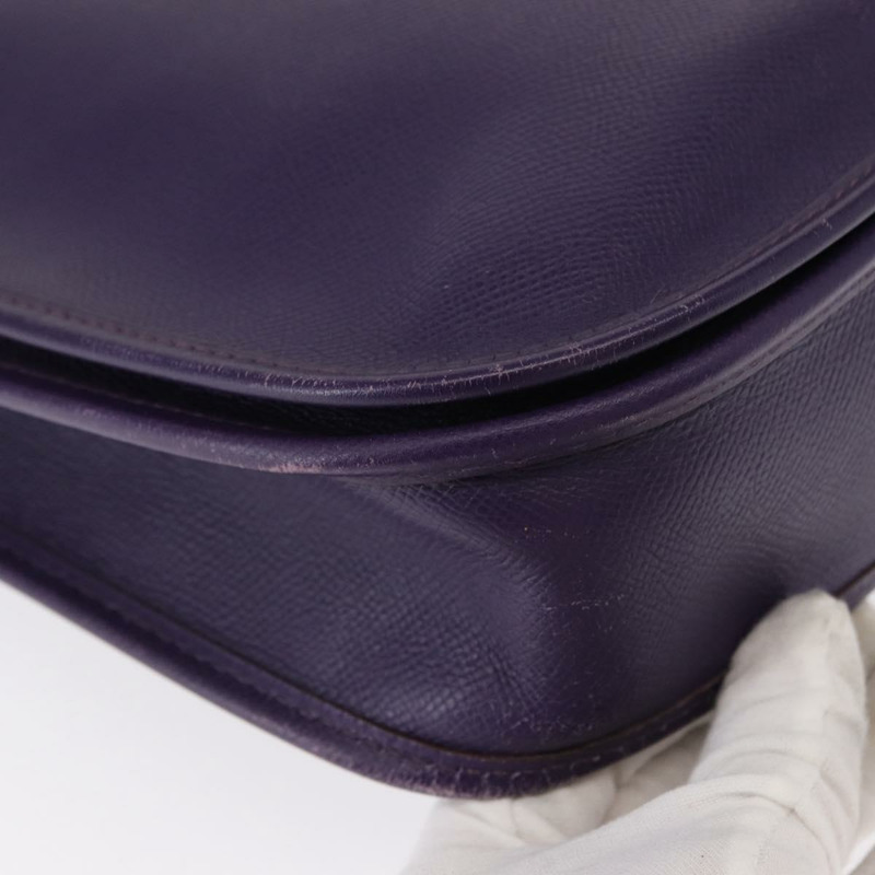 【日本直送】愛馬仕 Evelyn 3 肩背包 皮革 紫色 銀色 正品 ka146-14