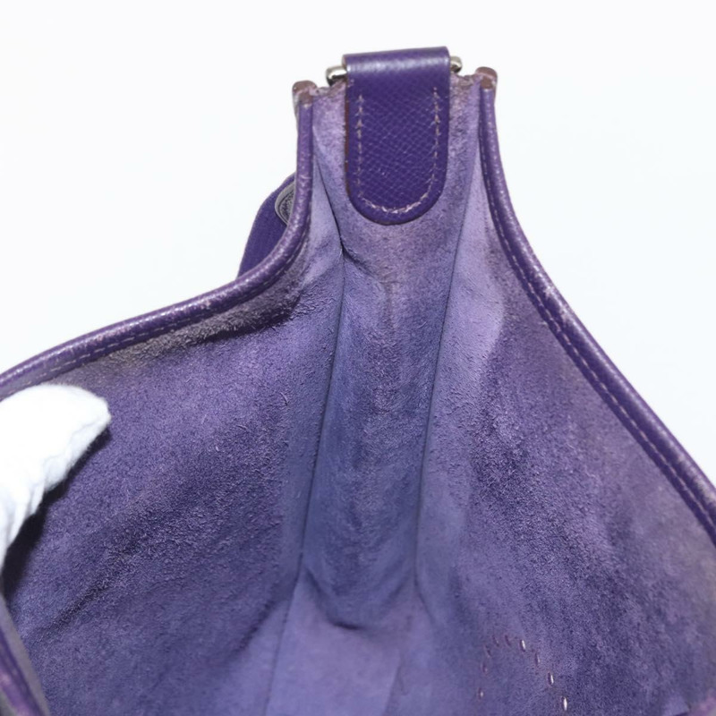 【日本直送】愛馬仕 Evelyn 3 肩背包 皮革 紫色 銀色 正品 ka146-16