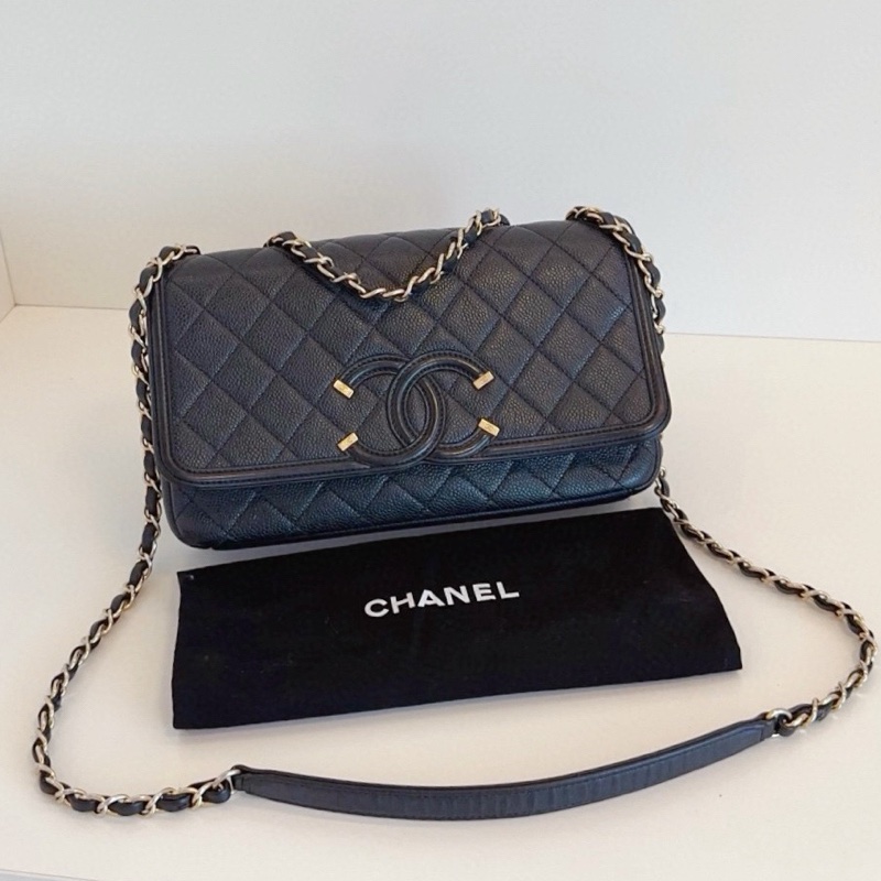 ✨Chanel 黑金 filigree flag cf 中號 公認美貌的經典🖤-1