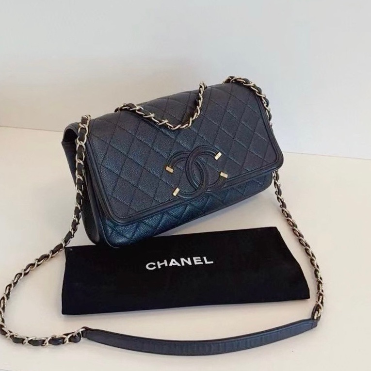 ✨Chanel 黑金 filigree flag cf 中號 公認美貌的經典🖤-6