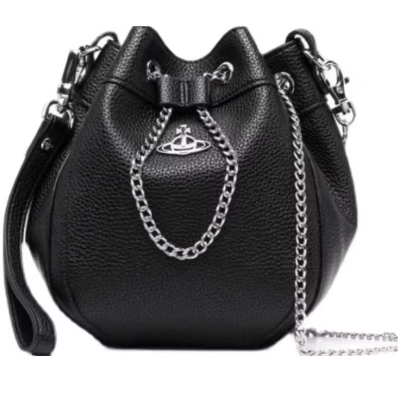 Vivienne Westwood Small 黑色皮革水桶包-3