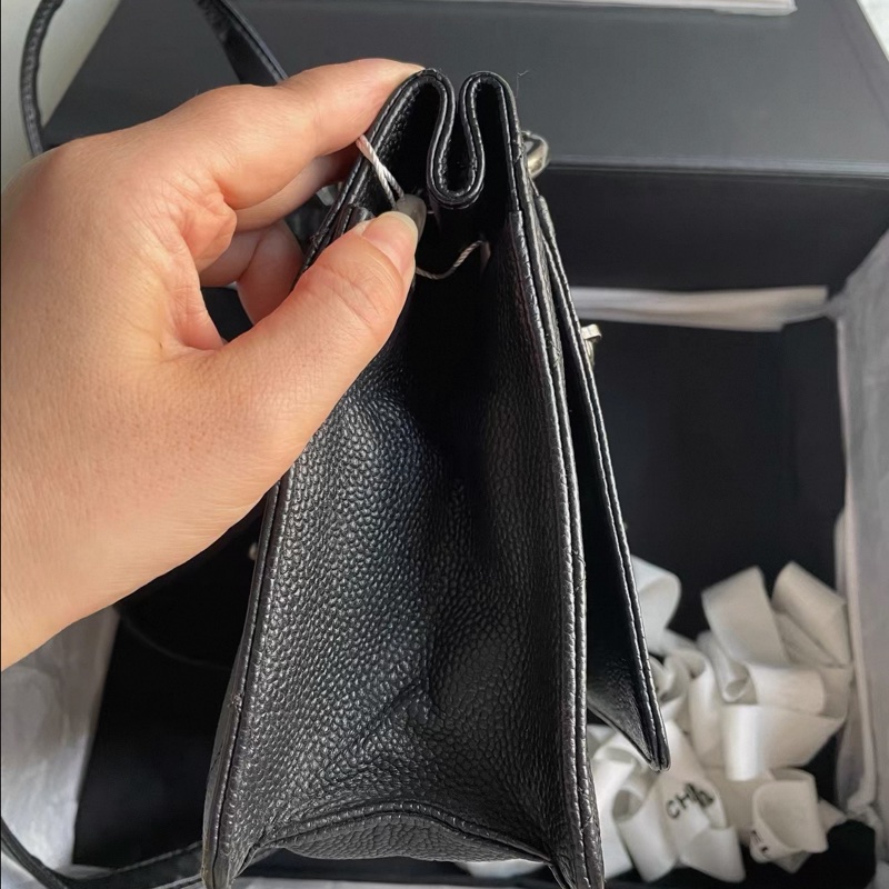 Chanel • 孟買系列 經典黑銀荔枝牛皮口蓋包-6