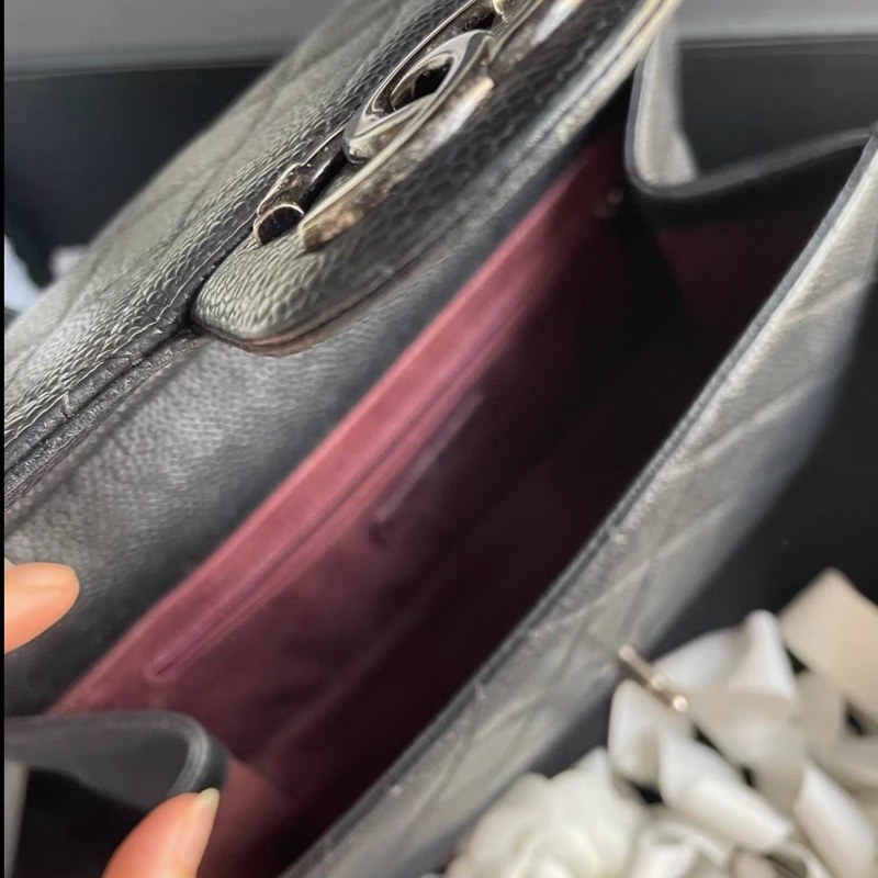 Chanel • 孟買系列 經典黑銀荔枝牛皮口蓋包-8