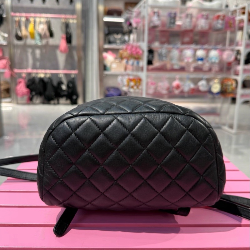 美到窒息🥹限量售出🈶購證Chanel香奈兒黑銀菱格紋小號薩爾茲堡後背雙肩包-15