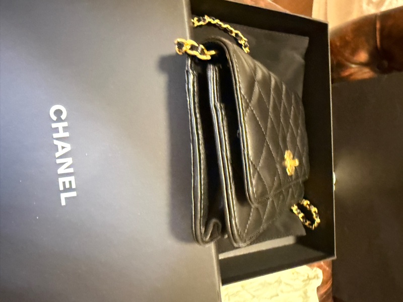 全新台灣專櫃購入 CHANEL 香奈兒 黑色小羊皮 金球鏈帶皮夾 黑色金球 WOC 黑色金鏈 鏈帶可調式 金球款 全配有購證 全球5年保固-11