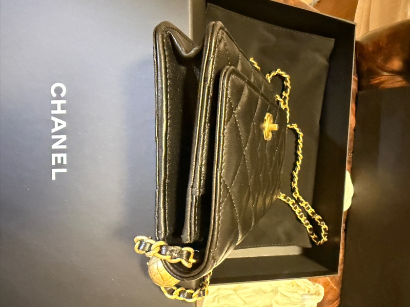 全新台灣專櫃購入 CHANEL 香奈兒 黑色小羊皮 金球鏈帶皮夾 黑色金球 WOC 黑色金鏈 鏈帶可調式 金球款 全配有購證 全球5年保固-12