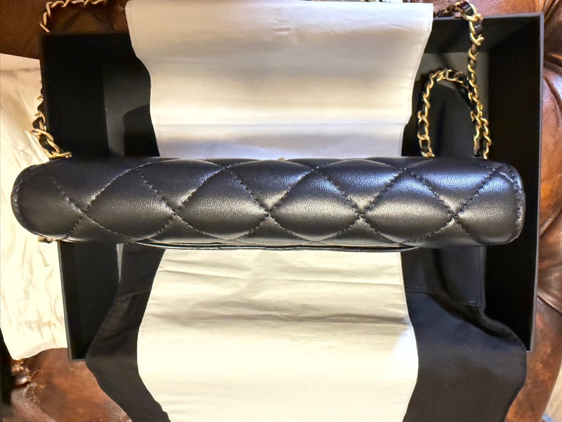 全新台灣專櫃購入 CHANEL 香奈兒 黑色小羊皮 金球鏈帶皮夾 黑色金球 WOC 黑色金鏈 鏈帶可調式 金球款 全配有購證 全球5年保固-13