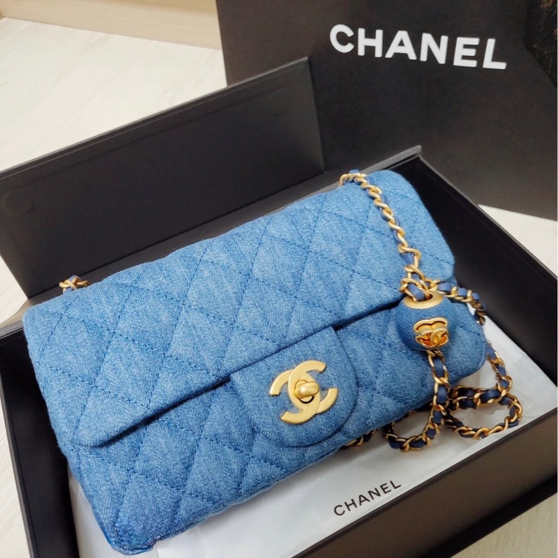 #全網最低 #全新全配🈶購證 香奈兒牛仔調節扣cf大mini 芯片款-1