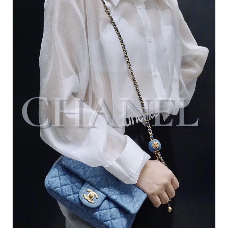 #全網最低 #全新全配🈶購證 香奈兒牛仔調節扣cf大mini 芯片款-8