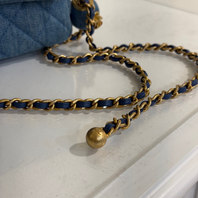 #全網最低 #全新全配🈶購證 香奈兒牛仔調節扣cf大mini 芯片款-15