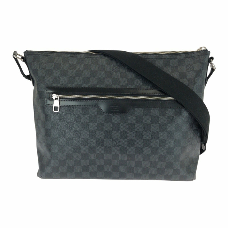 路易威登 Damier Graphite Mick MM 黑色皮革肩背包,銀色五金配件,N41106,男士商務款-0
