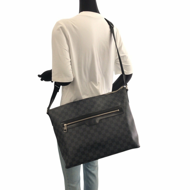 路易威登 Damier Graphite Mick MM 黑色皮革肩背包,銀色五金配件,N41106,男士商務款-6