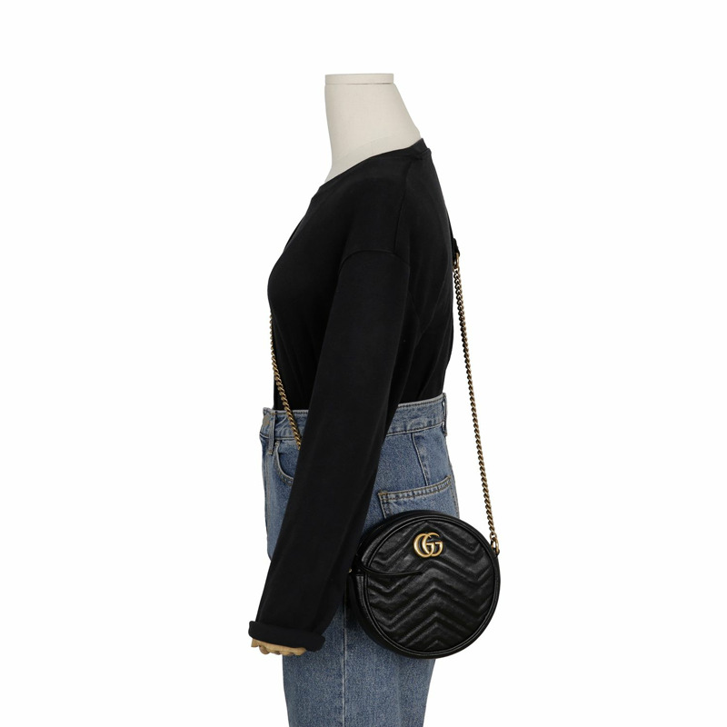 GUCCI 550154 GG Marmont 迷你圓形肩斜背包-9