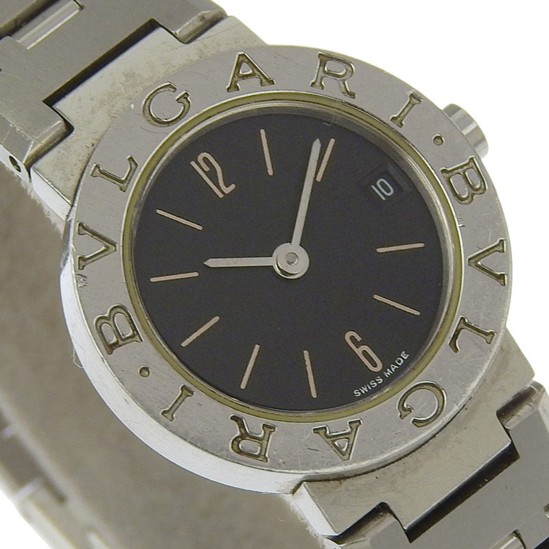 寶格麗 (BVLGARI) BB23SS 女士腕錶，不鏽鋼石英錶殼，黑色錶盤，指針式顯示。-2