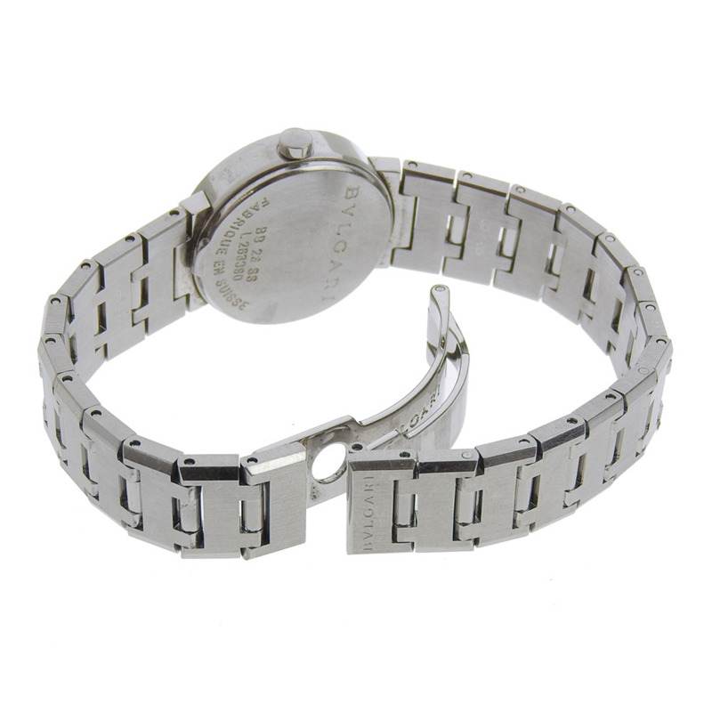 寶格麗 (BVLGARI) BB23SS 女士腕錶，不鏽鋼石英錶殼，黑色錶盤，指針式顯示。-3