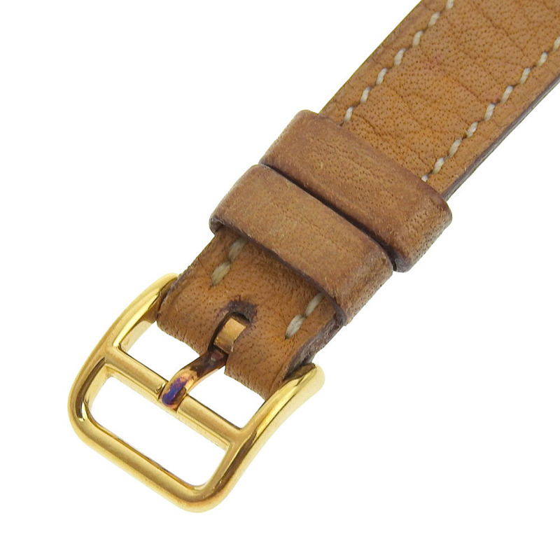 愛馬仕溫莎女士腕錶，不銹鋼和皮革錶帶，石英機芯，指針式顯示，米色錶盤-6