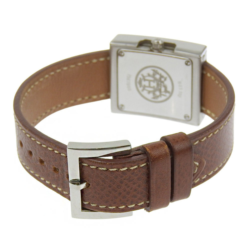 愛馬仕 BE1.110 女士不鏽鋼錶殼及皮錶帶腕錶，2002 年款，石英機芯，指針式顯示，白色錶盤-3